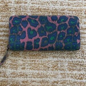 Liebeskind Pink and Green Leopard Print Wallet